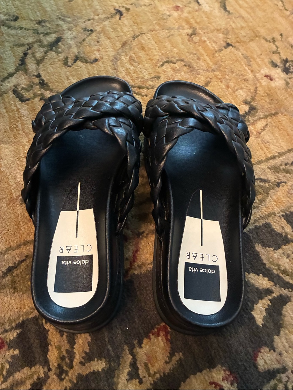 Dolce Vita Black Braided Slide Mules Casual Comfort Beachwear